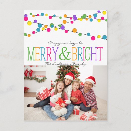 Holiday String Lights Merry Bright briefkaart (Voorkant)
