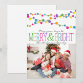 Holiday String Lights Merry Bright Christmas Kaart (Voorkant / Achterkant)