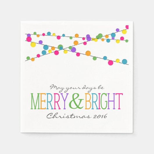 Holiday String Lights Merry Bright Holiday Napkins Servetten (Voorkant)