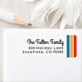 Holiday Stripe Retouradreslabel Etiket (Insitu)