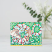 Holiday Striped Dragon Christmas Post Kaart (Staand voorkant)
