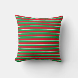 Holiday Stripes Groen Wit Rood Kussen
