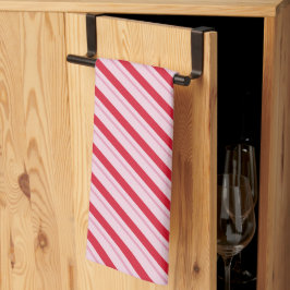 Holiday Stripes Red and Pink Kitchen Towel Theedoek