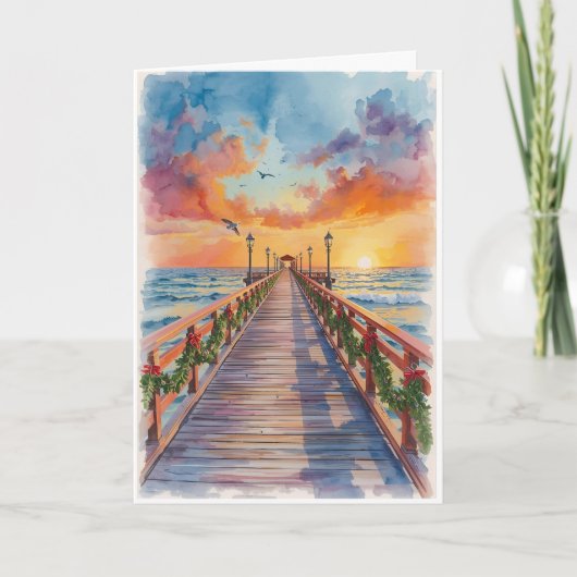 Holiday Sunset by the Sea – Tropical Greeting Card Kaart (Voorkant)
