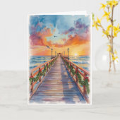 Holiday Sunset by the Sea – Tropical Greeting Card Kaart (Gele Bloem)