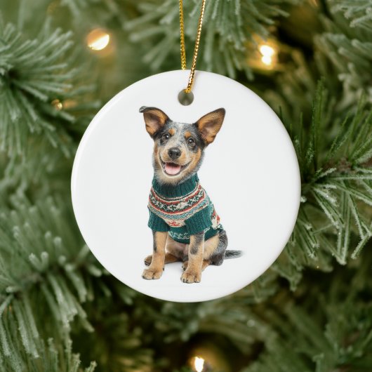 Holiday Sweater Cattle Dog Keramisch Ornament (Boom)