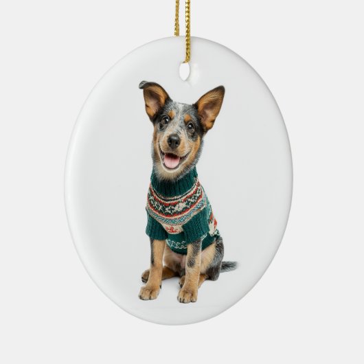 Holiday Sweater Cattle Dog Keramisch Ornament (Rechts)