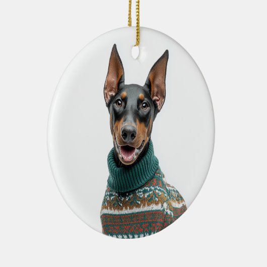 Holiday Sweater Doberman Keramisch Ornament (Rechts)