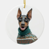 Holiday Sweater Doberman Keramisch Ornament (Voorkant)