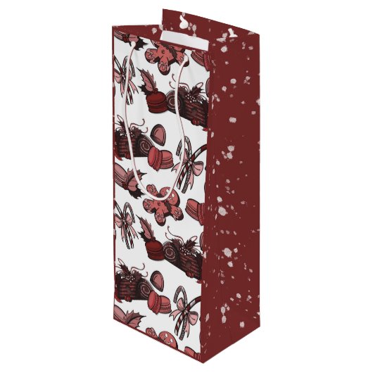 Holiday Sweets- Peppermint (Solid) Wijn Cadeautas (Achterkant Gekanteld)