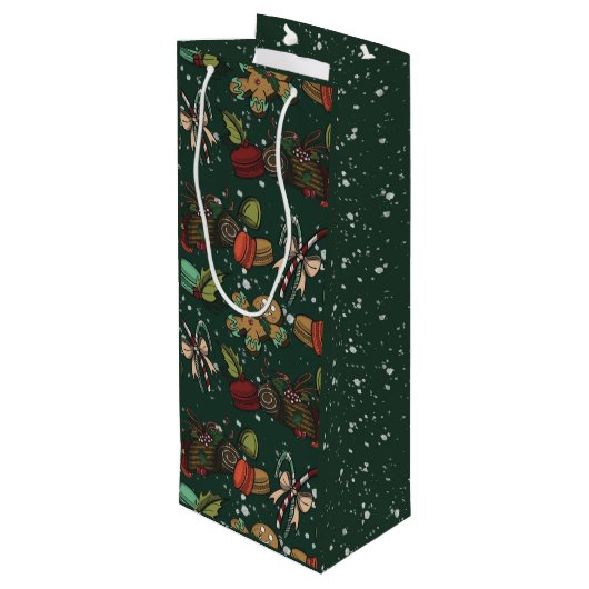 Holiday Sweets- Pine (Color) Wijn Cadeautas (Achterkant Gekanteld)