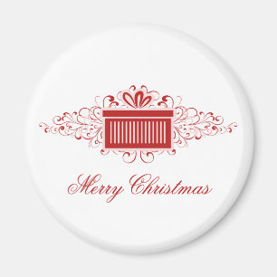 Holiday Swirls Cadeau Magnet, Red Magneet