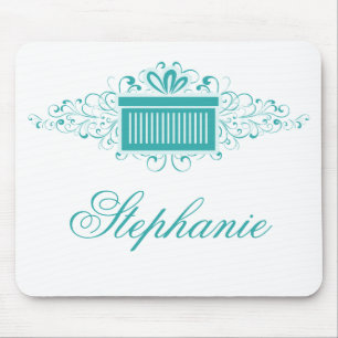 Holiday Swirls Cadeau Mousepad, Aqua Muismat