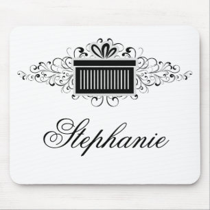 Holiday Swirls Cadeau Mousepad, Black Muismat