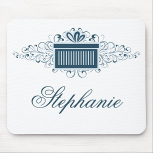 Holiday Swirls Cadeau Mousepad, blauw Muismat