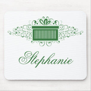 Holiday Swirls Cadeau Mousepad, Green Muismat