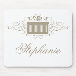 Holiday Swirls Cadeau Mousepad, Latte Muismat