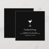 Holiday Swizzle Cocktail Party Invitation Black 2 Kaart (Voorkant / Achterkant)