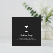 Holiday Swizzle Cocktail Party Invitation Black 2 Kaart (Staand voorkant)