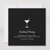 Holiday Swizzle Cocktail Party Invitation Black 2 Kaart (Voorkant)