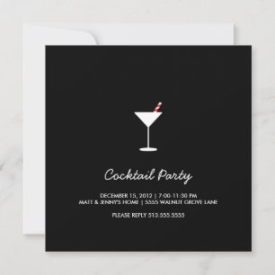 Holiday Swizzle Cocktail Party Invitation Black 2 Kaart