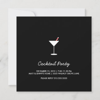 Holiday Swizzle Cocktail Party Invitation Black 2 Kaart