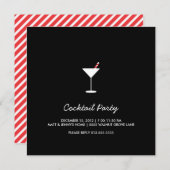 Holiday Swizzle Cocktail Party Invitation Black Kaart (Voorkant / Achterkant)
