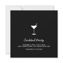 Holiday Swizzle Cocktail Party Invitation Black
