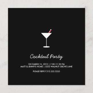 Holiday Swizzle Cocktail Party Invitation Black Kaart