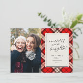 Holiday Tartan | Kerstfotokaart Feestdagenkaart (Staand voorkant)