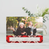 Holiday Tartan | Kerstfotokaart Feestdagenkaart (Staand voorkant)