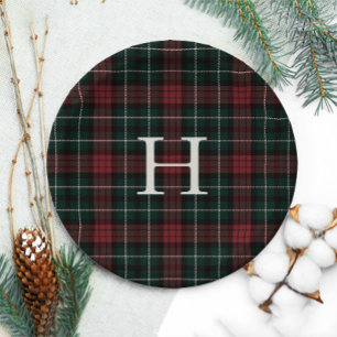 Holiday Tartan Monogram Papieren Bordje