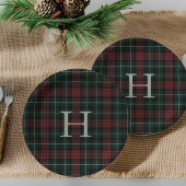 Holiday Tartan Monogram Papieren Bordje