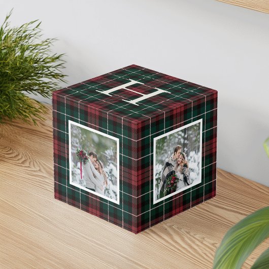 Holiday Tartan Monogram Photo Cube Kubus