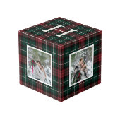 Holiday Tartan Monogram Photo Cube Kubus (Voorkant hoekig)
