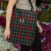 Holiday Tartan Monogram Tote Bag