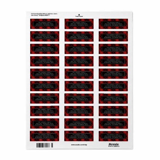 Holiday Tartan Return Address Label (Full Sheet)
