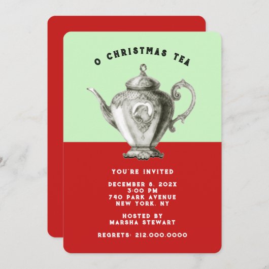 Holiday Tea Invites Kaart (Voorkant / Achterkant)