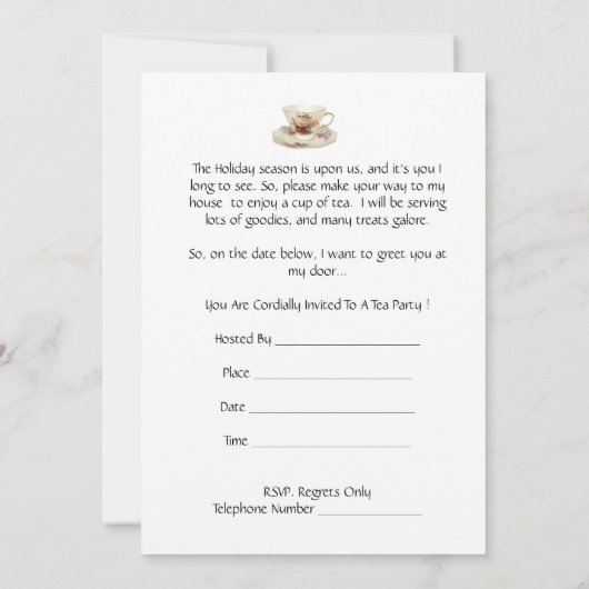  Holiday Tea Party uitnodiging (Achterkant)