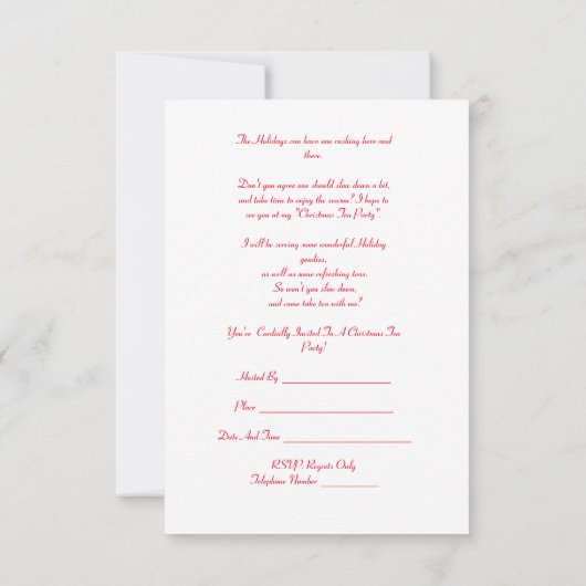 Holiday Tea Party-uitnodiging Kaart (Achterkant)
