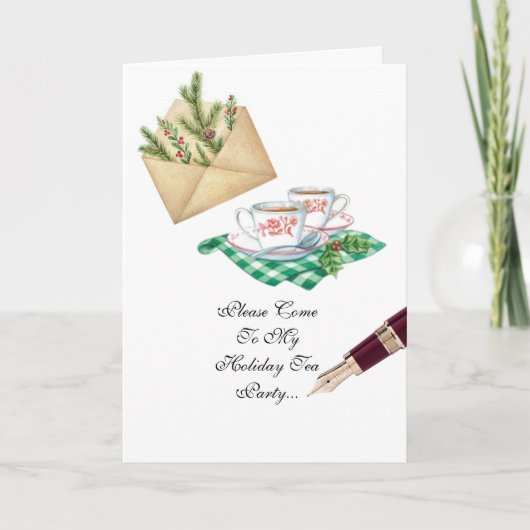 Holiday Tea Party-uitnodiging Kaart (Voorkant)