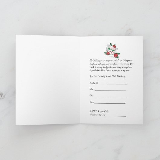 Holiday Tea Party-uitnodiging Kaart (Binnen)