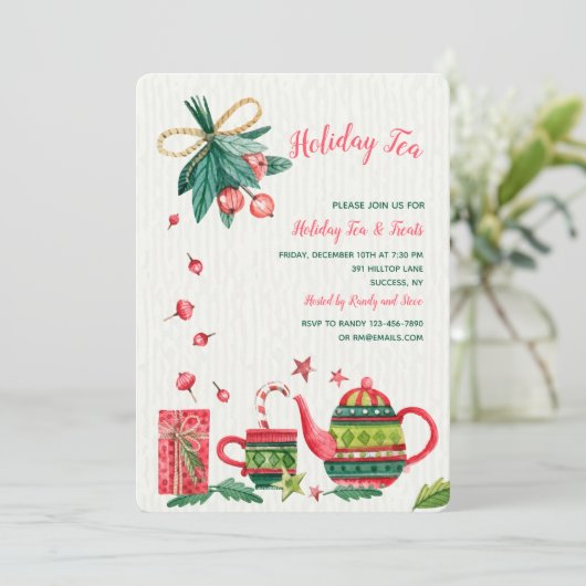 Holiday Tea Uitnodiging (Staand voorkant)