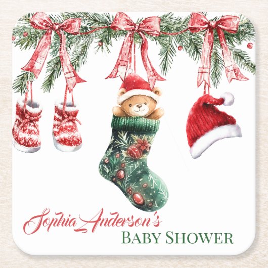 Holiday Teddy Bear Design Kartonnen Onderzetters (Voorkant)