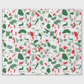 Holiday Terrazzo Red Green Kerstmis Cadeaupapier (Vlak)