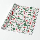 Holiday Terrazzo Red Green Kerstmis Cadeaupapier (Uitgerold)