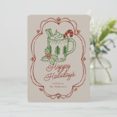 Holiday Themed Mug In Warm Colors Feestdagenkaart (Staand voorkant)