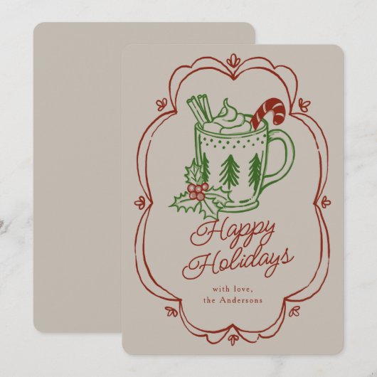 Holiday Themed Mug In Warm Colors Feestdagenkaart (Voorkant / Achterkant)