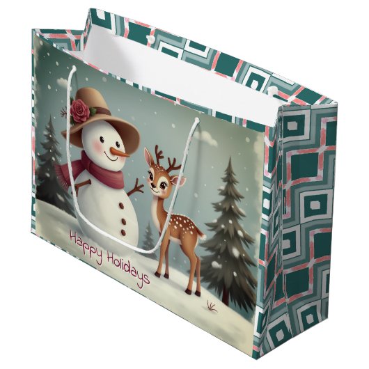 Holiday Themed Paper Groot Cadeauzakje (Voorkant Gekanteld)