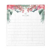 Holiday ThMED Green Red Floral Persoonlijk Geperso Notitieblok (Voorkant)
